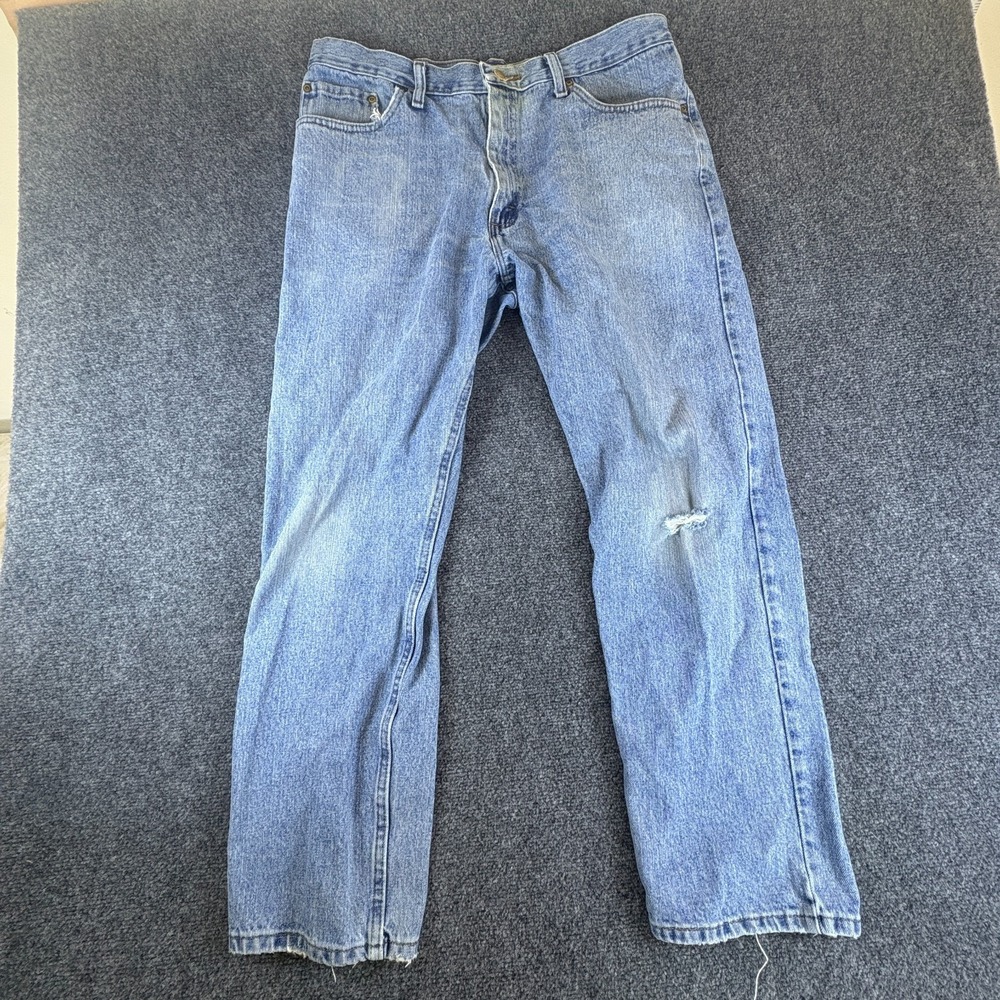 NorthCrest Jeans Mens 35x29 Blue Light Wash Denim Cotton Distressed Straight Leg